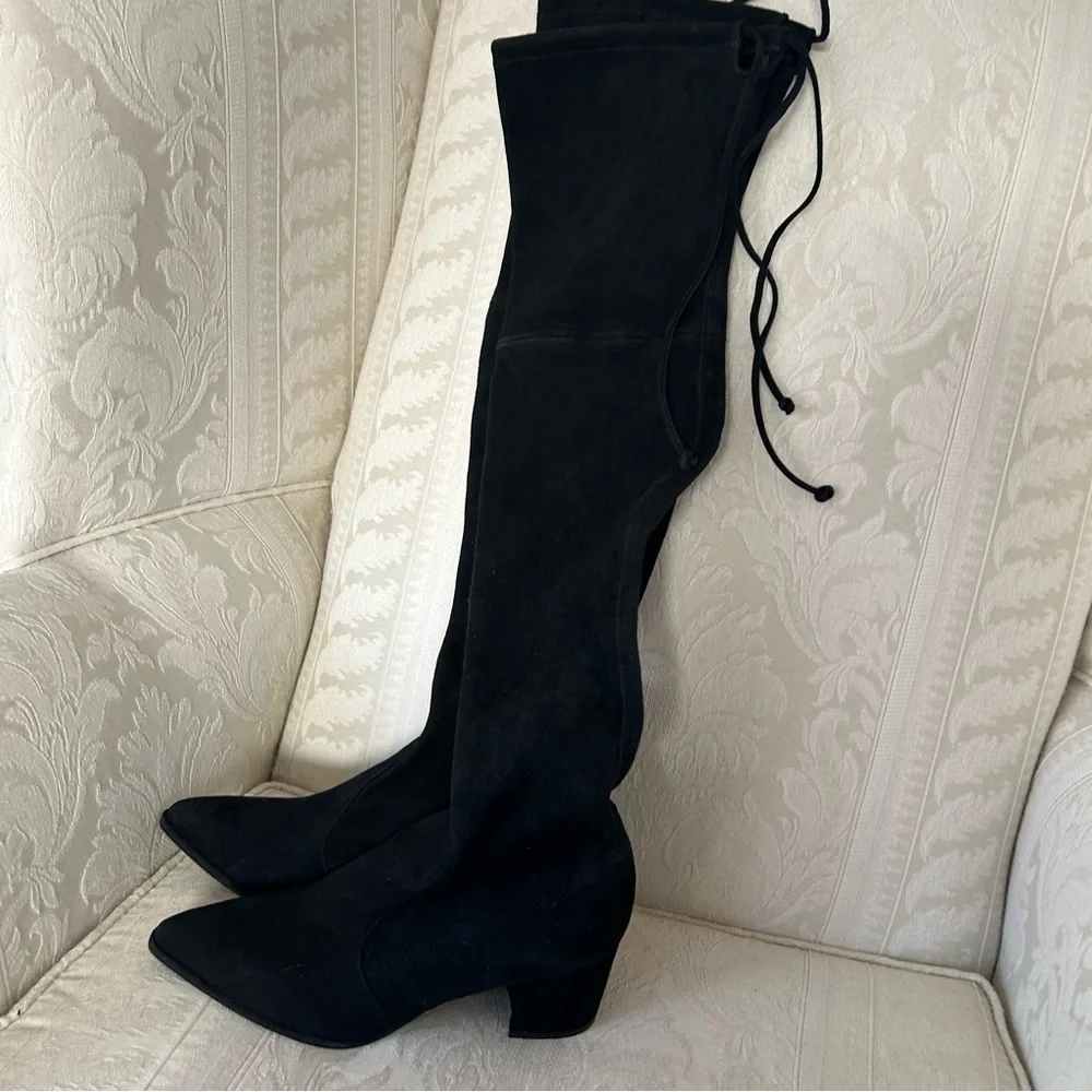 Stuart Weitzman Daphne over the knee black suede boots